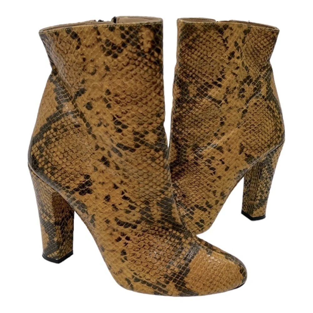 ZARA WOMAN YELLOW SNAKE PRINT ZIPPER BOOTS Woman’s Size 38 US 7.5